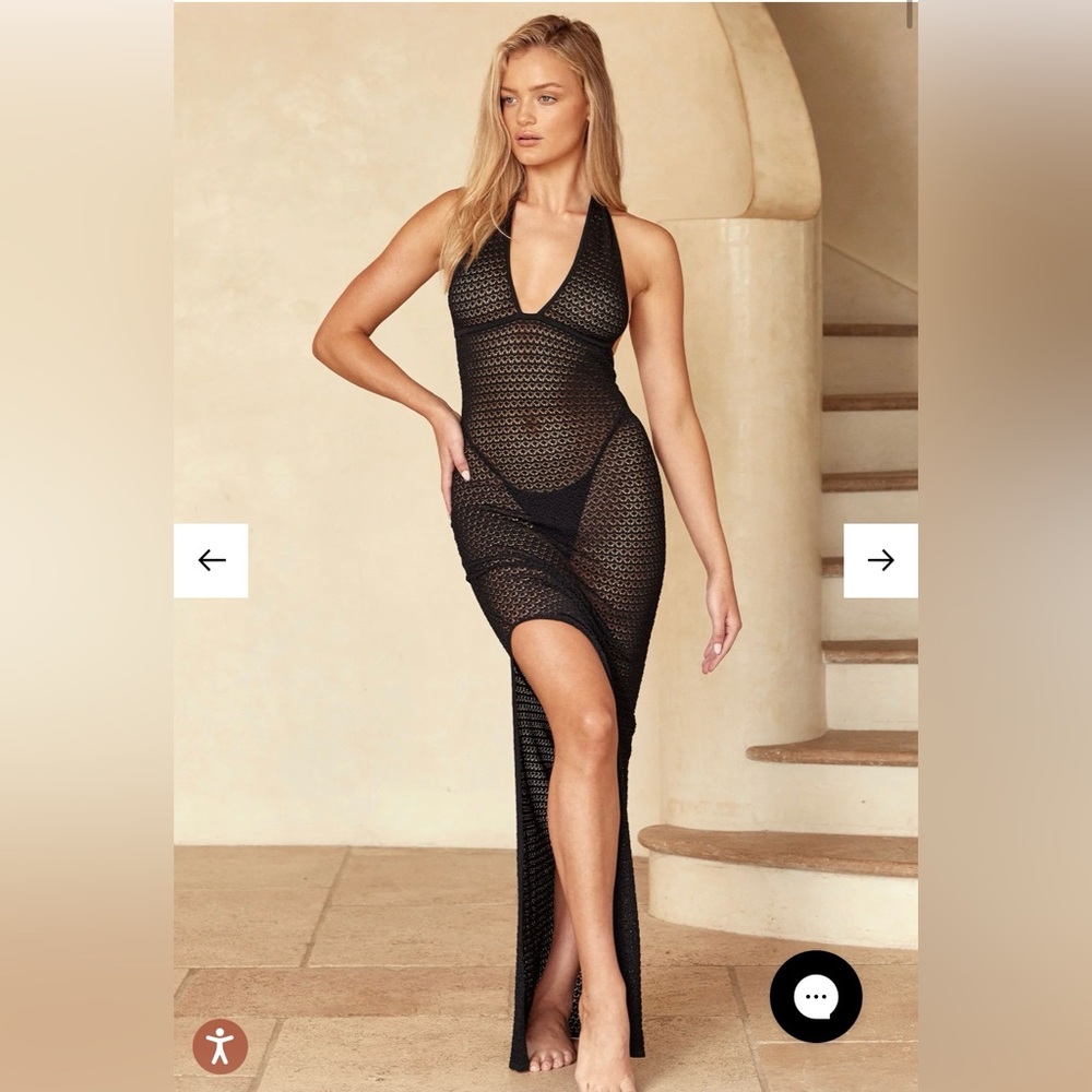 NEW Monday Swimwear Catania Dress Lace Crochet Bikini Coverup Small Black NWOT